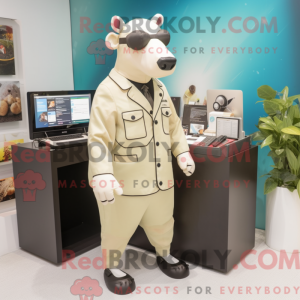 Creme Tapir maskot kostume...