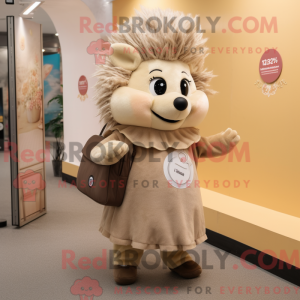 Beige egel mascottekostuum...
