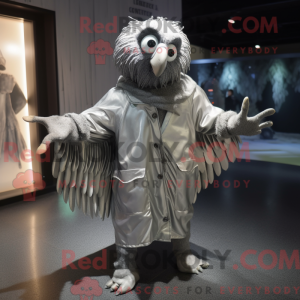 Sølv Harpy maskot kostyme...