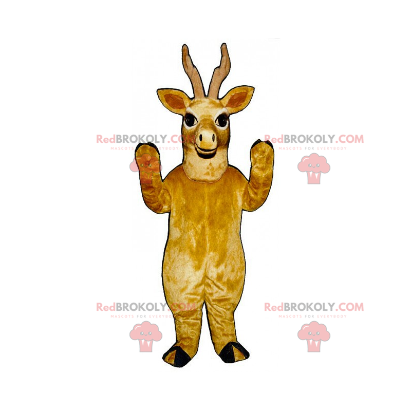 Mascote de rena marrom e sorridente - Redbrokoly.com