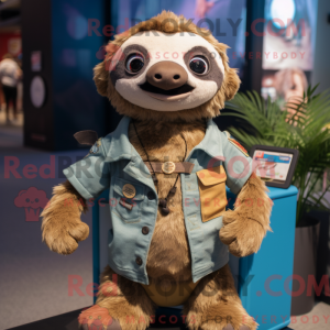 Tan Sloth mascottekostuum...