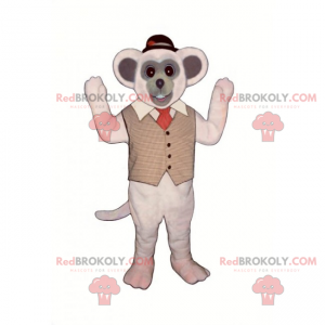 Maskotka myszy z kurtką i okrągłym kapeluszem - Redbrokoly.com