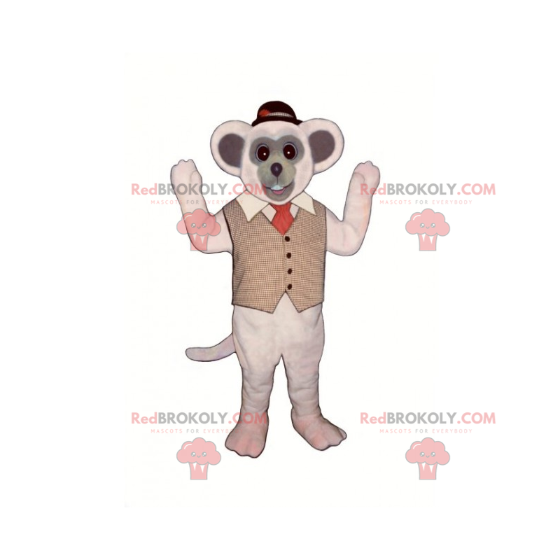 Maskotka myszy z kurtką i okrągłym kapeluszem - Redbrokoly.com Maskotka myszy z kurtką i okrągłym kapeluszem - Redbrokoly.com