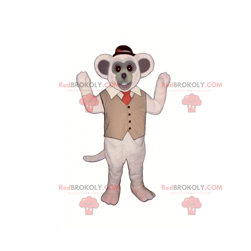 Mouse mascot with jacket and round hat - Redbrokoly.com