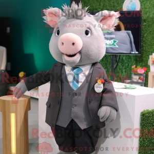 Gray Sow maskotdraktfigur...