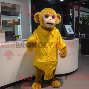 Gele aap mascottekostuum...