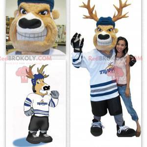 Mascotte de caribou de joueur de hockey - Redbrokoly.com