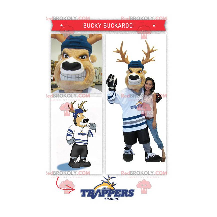 Mascotte de caribou de joueur de hockey - Redbrokoly.com