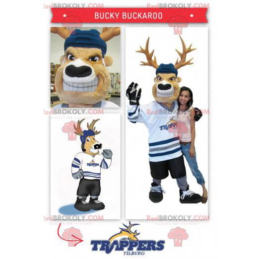 Hockeyspelare caribou maskot - Redbrokoly.com