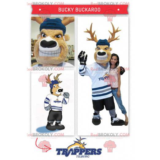 Mascotte de caribou de joueur de hockey - Redbrokoly.com