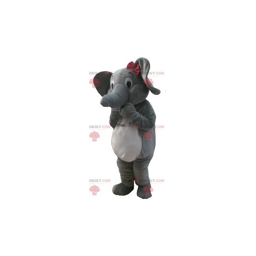 Gray and white elephant mascot with a bow tie - Redbrokoly.com