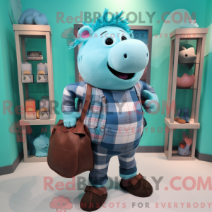 Cyaan Sow mascottekostuum...