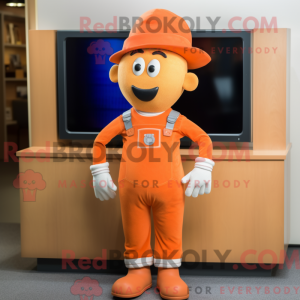 Orange TV-maskotdraktfigur...