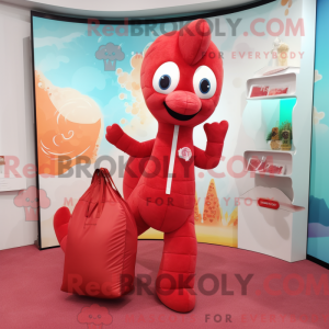 Red Seahorse maskot kostyme...