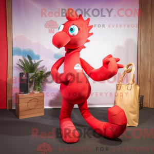 Red Seahorse maskot kostume...