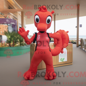 Red Seahorse mascot costume...