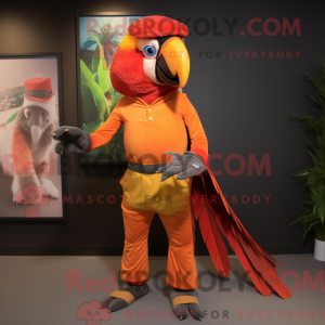 Orange Macaw maskot kostume...