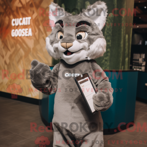 Grå Bobcat-maskotdraktfigur...
