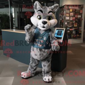 Grå Bobcat-maskotdraktfigur...