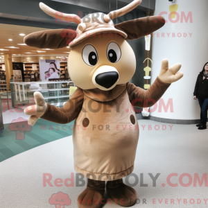 Tan Elk maskot kostume...