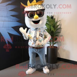 Witte aas mascottekostuum...