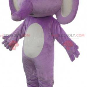 Mascotte d'éléphant violet et blanc - Redbrokoly.com