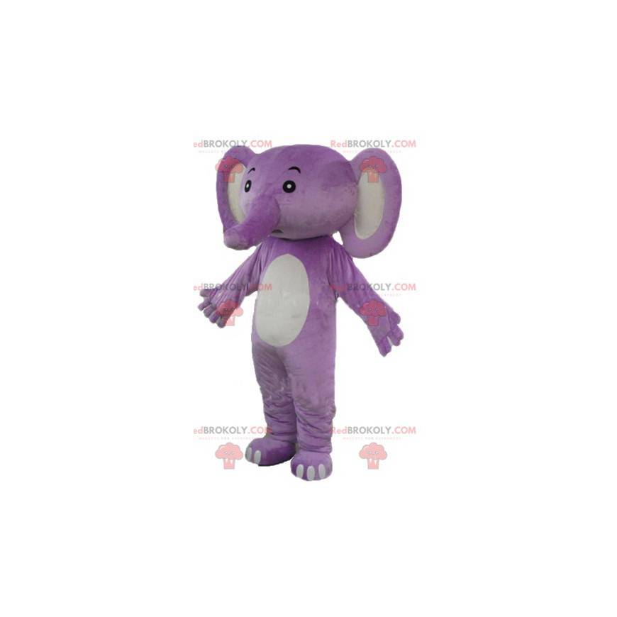 Mascotte d'éléphant violet et blanc - Redbrokoly.com