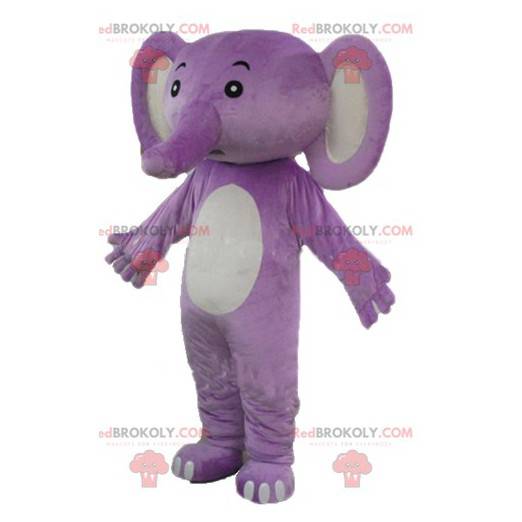 Lilla og hvid elefant maskot - Redbrokoly.com