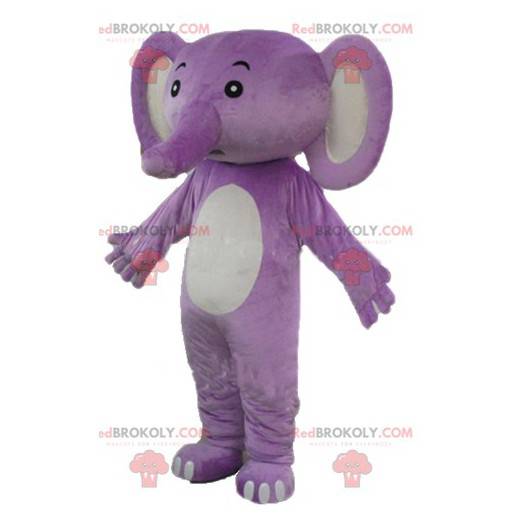 Mascotte d'éléphant violet et blanc - Redbrokoly.com