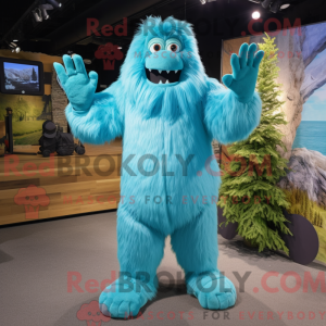 Cyan Sasquatch maskot...