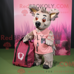 Pink Hyena mascot costume...