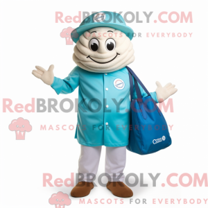 Cyan Oyster maskot kostume...