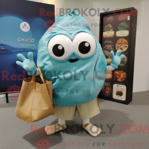 Cyan Oyster maskot kostume...