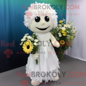 Wit boeket bloemen mascotte...