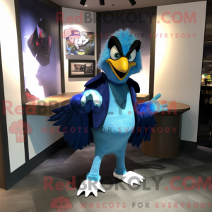 Blå Harpy-maskotdraktfigur...