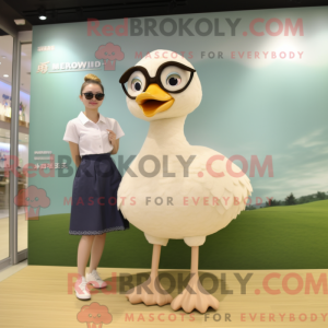 Beige Swan-maskotdraktfigur...