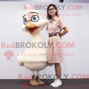 Beige Swan-maskotdraktfigur...