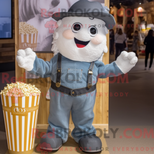 Grå Pop Corn maskot kostume...