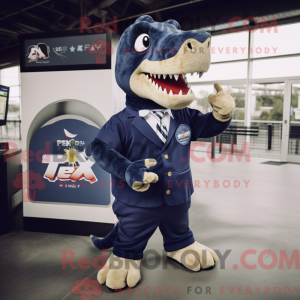 Navy T Rex maskot kostume...