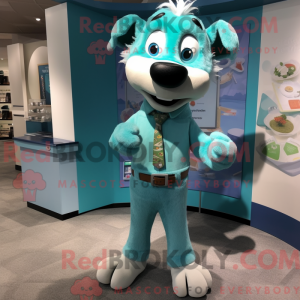 Teal Dog-mascottekostuum...