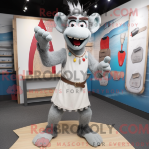 Grå Knife Thrower maskot...