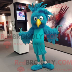 Cyan Harpy mascot costume...