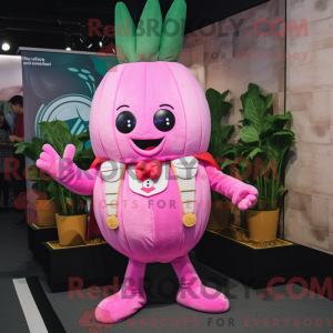 Pink Turnip mascottekostuum...