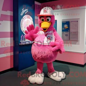 Pink Kylling maskot kostume...