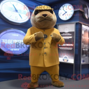 Gold Sea Lion-maskot drakt...