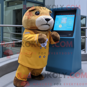 Gold Sea Lion maskot drakt...