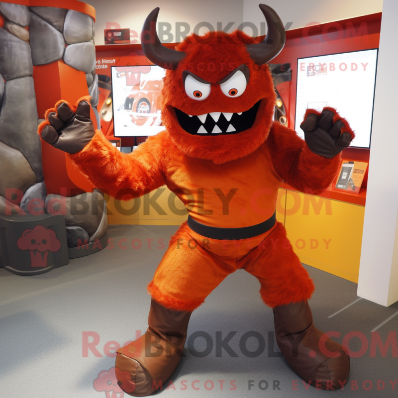 Fantasia de mascote Rust Devil com calça e luvas sem dedos - Mascotes do diabo - REBROKO_271904 - RedBrokoly.com
