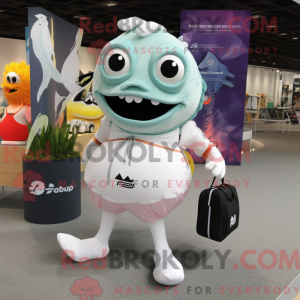 Wit piranha-mascottekostuum...