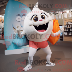 Wit piranha-mascottekostuum...