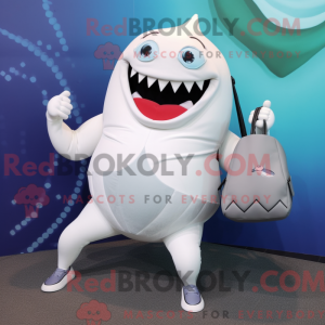 Wit piranha-mascottekostuum...